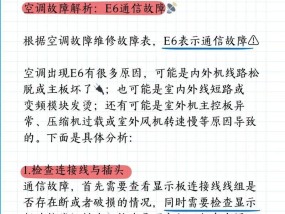 探究格力变频空调显示E6的原因（解读E6故障代码及排除方法）