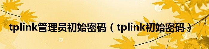 揭秘新版TP-Link管理员万能密码（解锁网络世界的神奇钥匙）  第1张