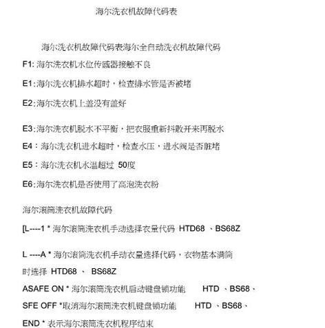 海尔洗衣机E2故障及处理方法（探索海尔洗衣机E2故障的原因和解决方案）  第2张