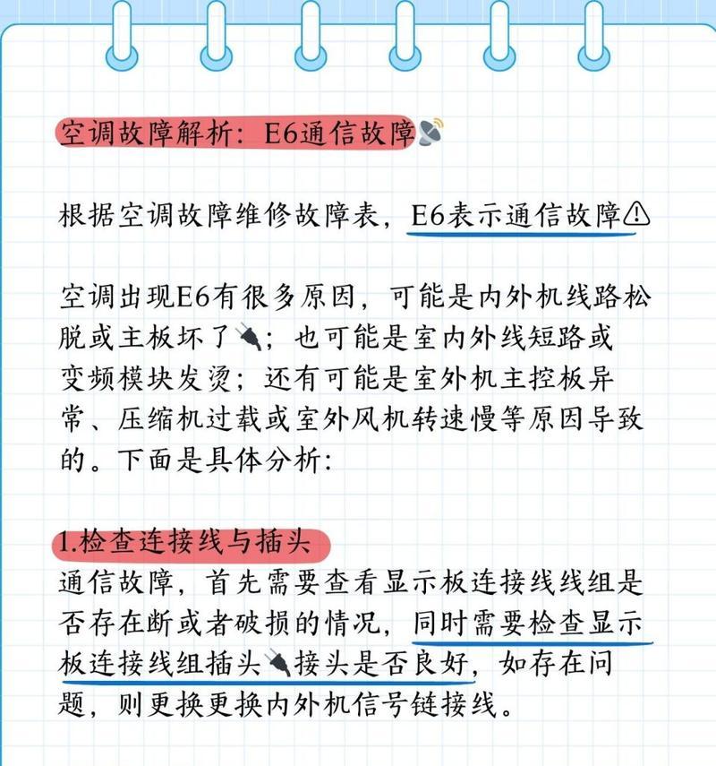 探究格力变频空调显示E6的原因（解读E6故障代码及排除方法）  第1张