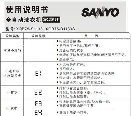 海尔洗衣机显示E1故障代码解析（E1故障代码的原因和解决方法）  第2张
