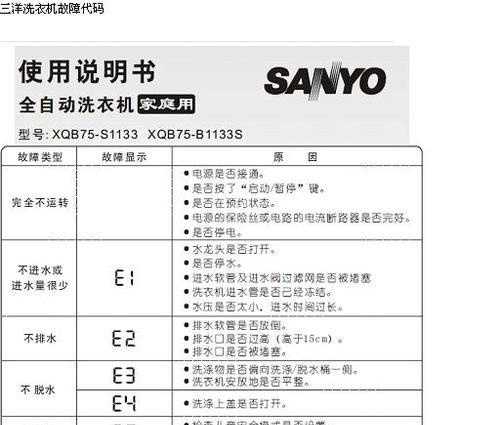 三洋洗衣机故障E7原因及处理方法（了解E7故障的常见原因和有效解决方法）  第3张